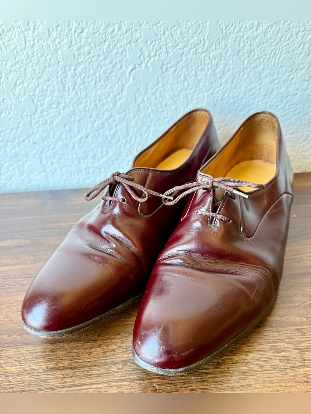 Stetson Burgundy Leather Derby Shoes